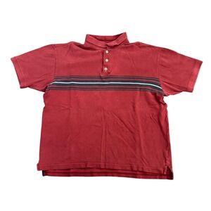 Vintage Gap Red Striped Short Sleeve Pique Polo Shirt Mens Large Preppy